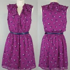 Forever 21 Sz S Dress Fit Flare Sleeveless Belted Cottagecore Boho Chic Coquette